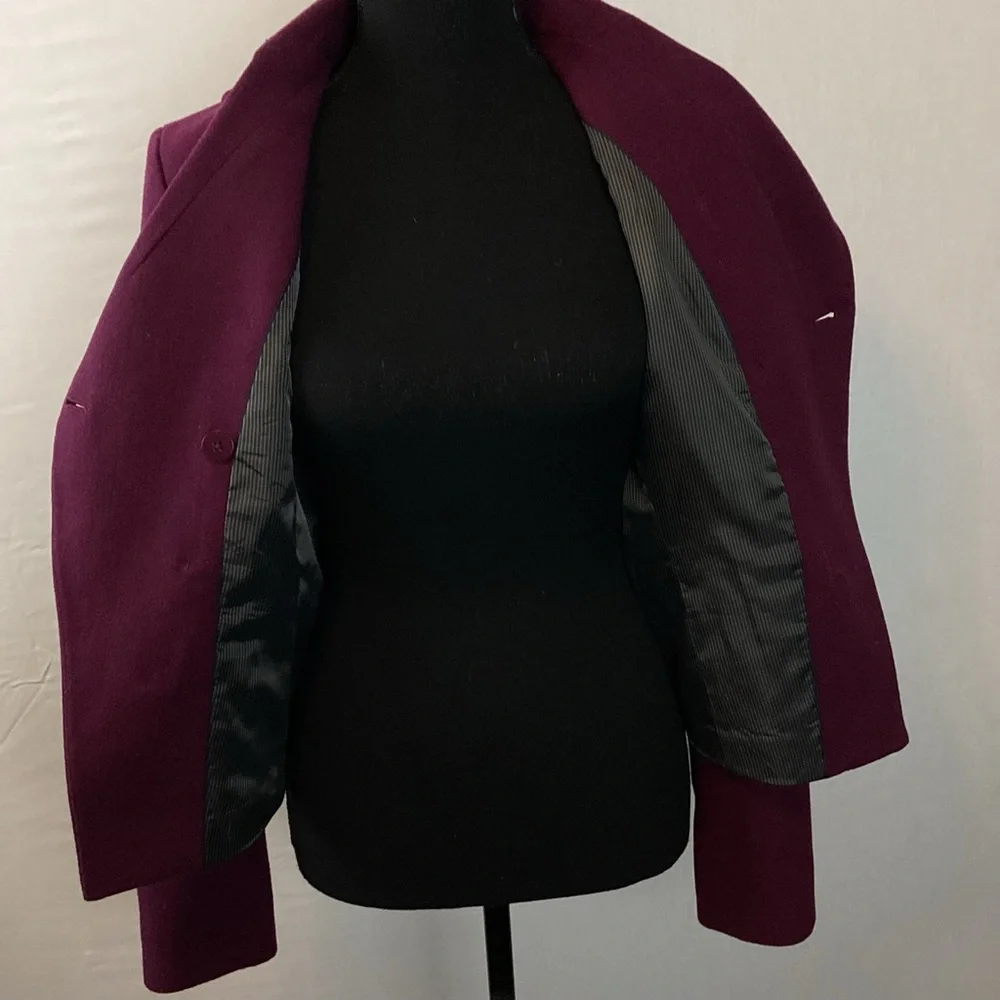 SOLD! Banana Republic Double Breasted Plum Wool Blend Military Jacket - Picture 8 of 13